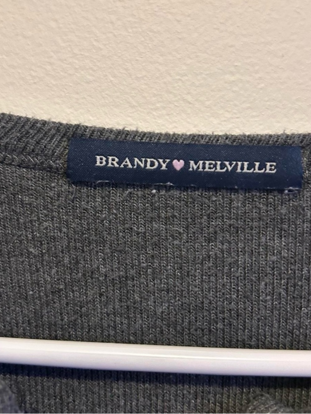 Brandy Melville Charcoal Gray Henley Long-Sleeve Top - Picture 2 of 3